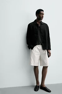 REGULAR FIT 100% LINEN OVERSHIRT