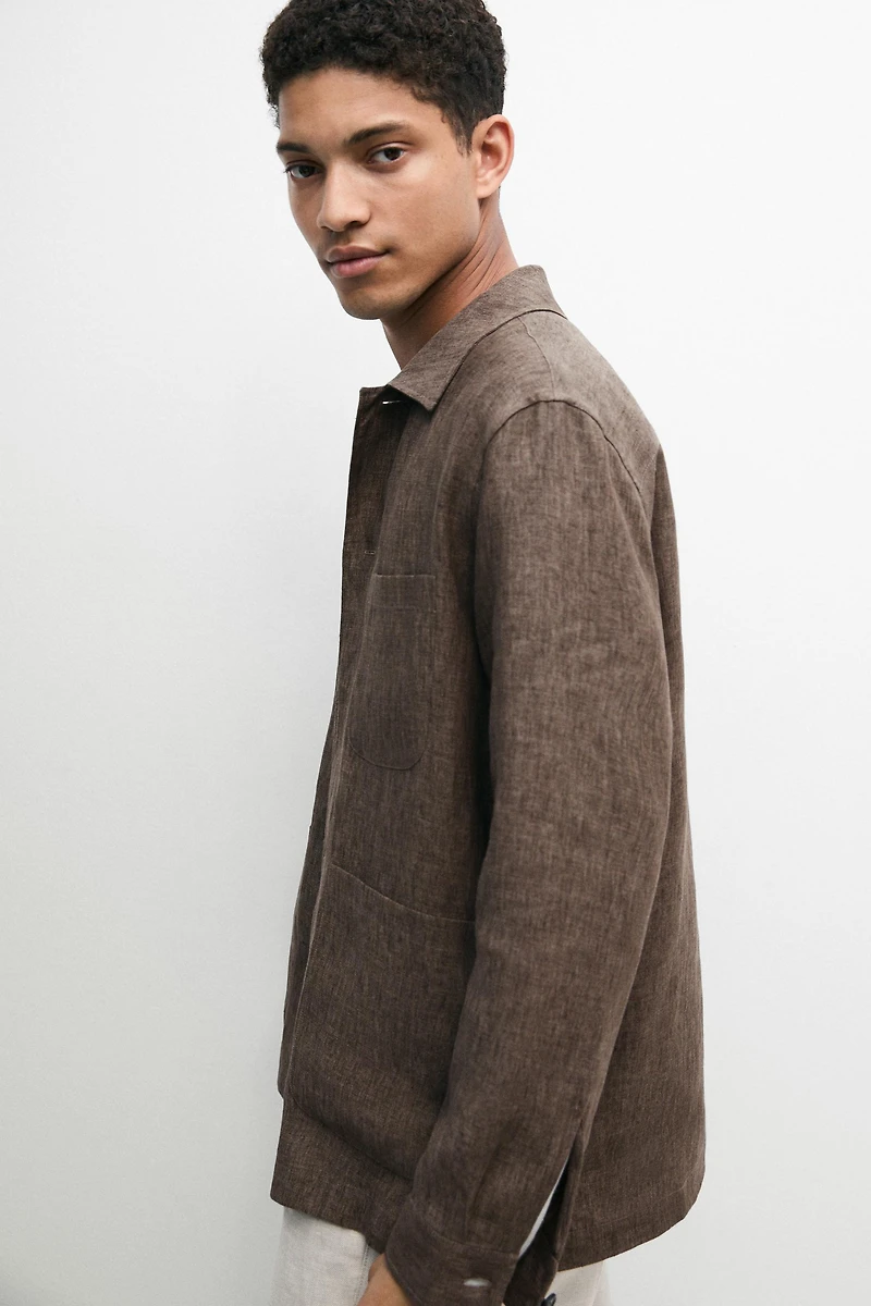 Faded linen overshirt with pocket details