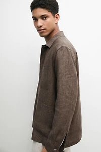Faded linen overshirt with pocket details