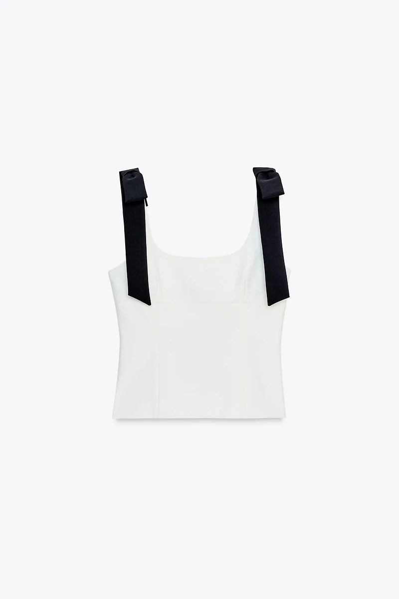 BOW DETAIL STRETCH TOP