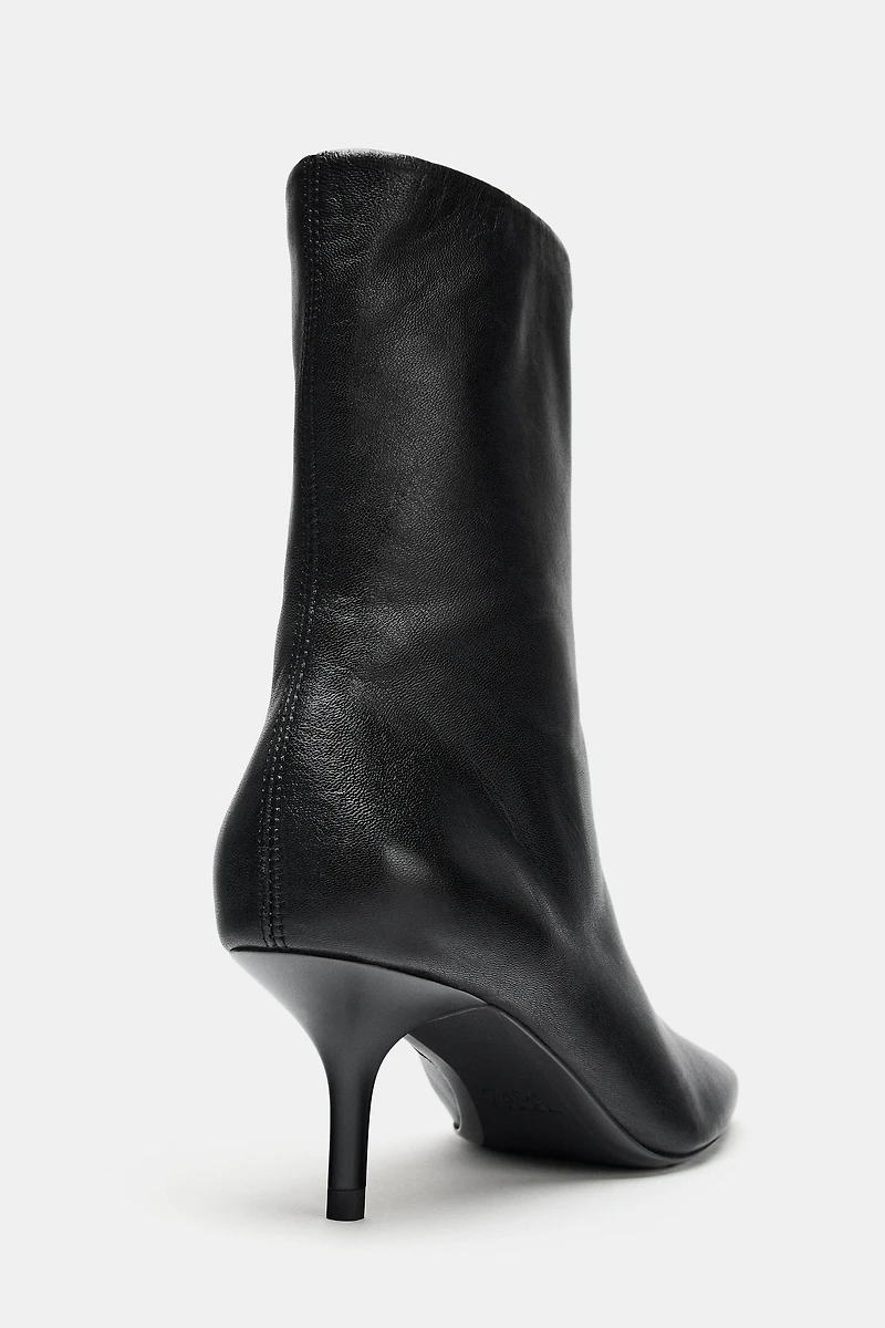 SOFT LEATHER STILETTO ANKLE BOOTS
