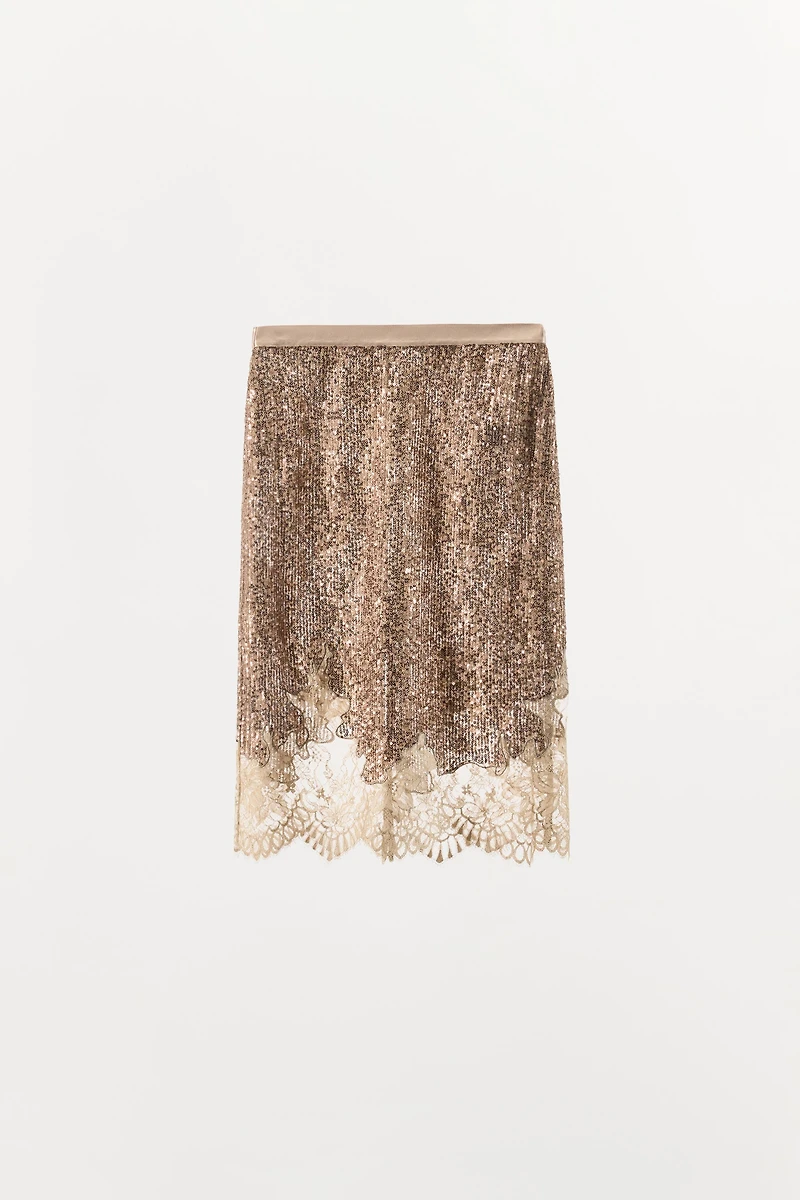 SEQUIN LACE SKIRT