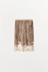 SEQUIN LACE SKIRT
