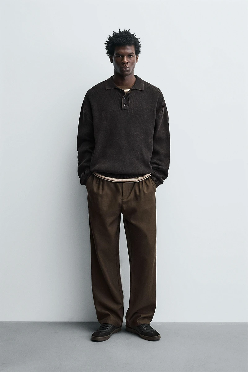 WASHED KNIT POLO SHIRT