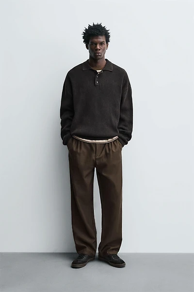 WASHED KNIT POLO SHIRT