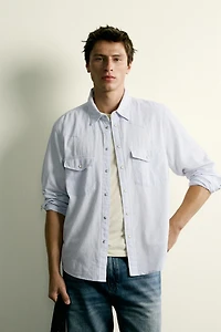 REGULAR FIT COTTON-LINEN WESTERN SHIRT