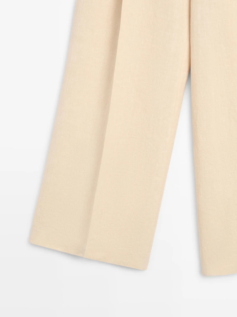 Pantalon wide leg en lin avec poches