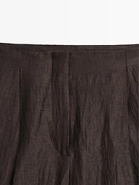 Pantalon à pinces fluide en lin mélangé