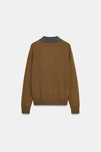 DIAMOND KNIT POLO SWEATER