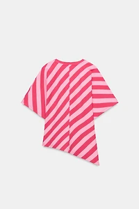 ASYMMETRIC HEM STRIPED TOP