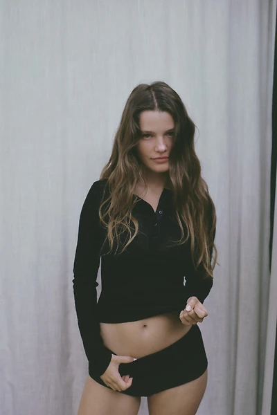 COTTON BUTTON-UP T-SHIRT
