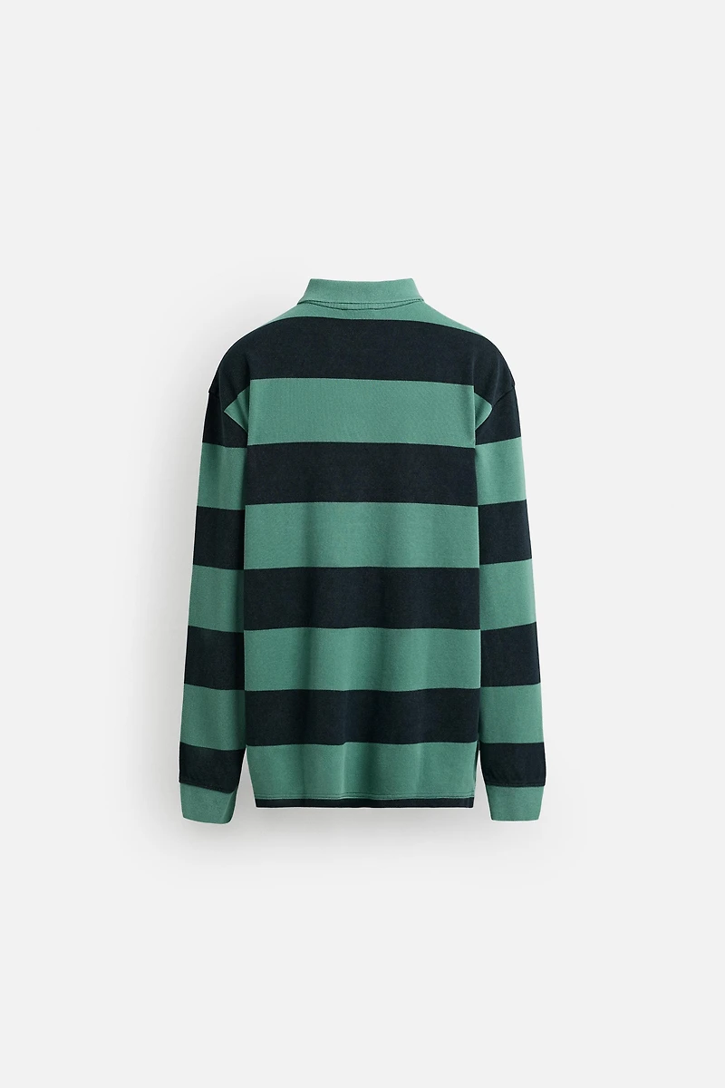 POLO DÉLAVÉ À RAYURES
