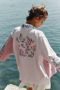 CAFTAN EN COTON AVEC BRODERIES FLEURS