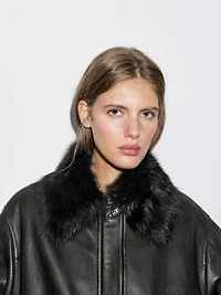 Nappa leather jacket with lambskin collar