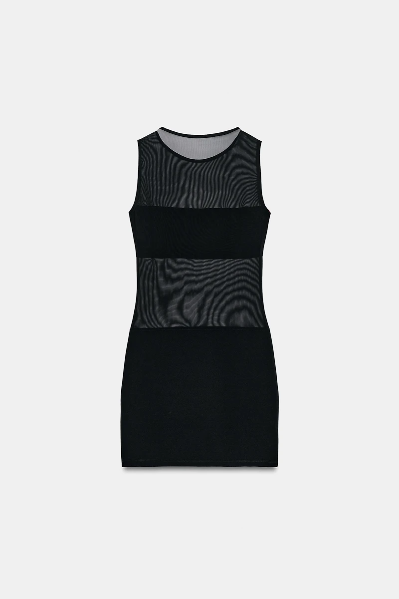 COMBINATION TULLE MINI DRESS