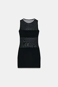 COMBINATION TULLE MINI DRESS