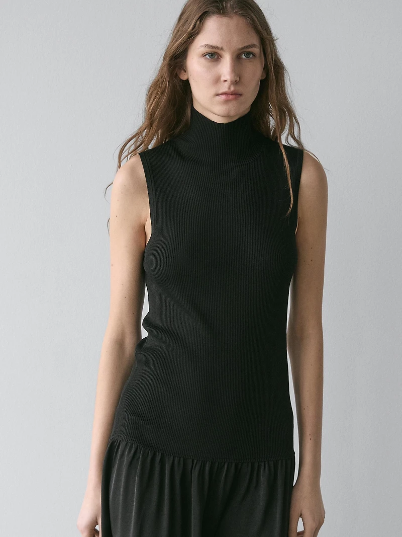 Robe midi en maille contrastante
