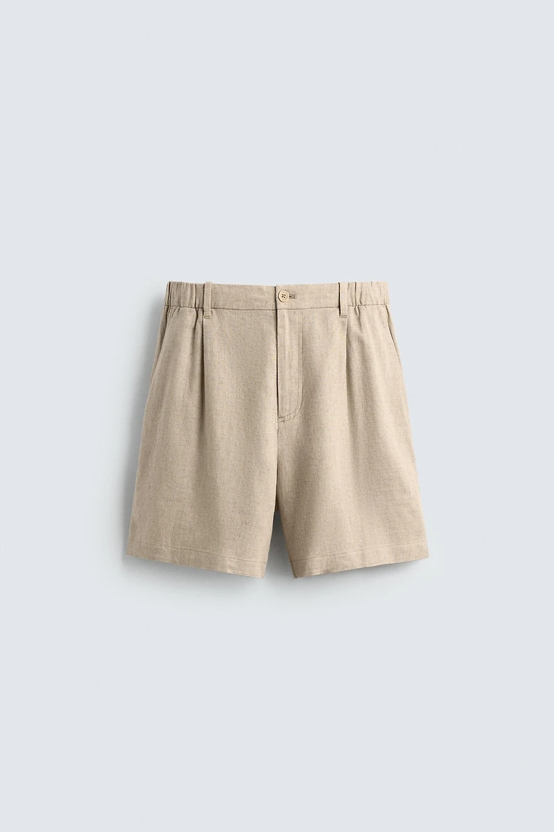 RELAXED FIT LINEN BLEND SHORTS