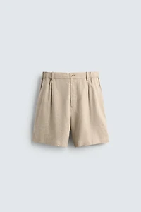 RELAXED FIT LINEN BLEND SHORTS