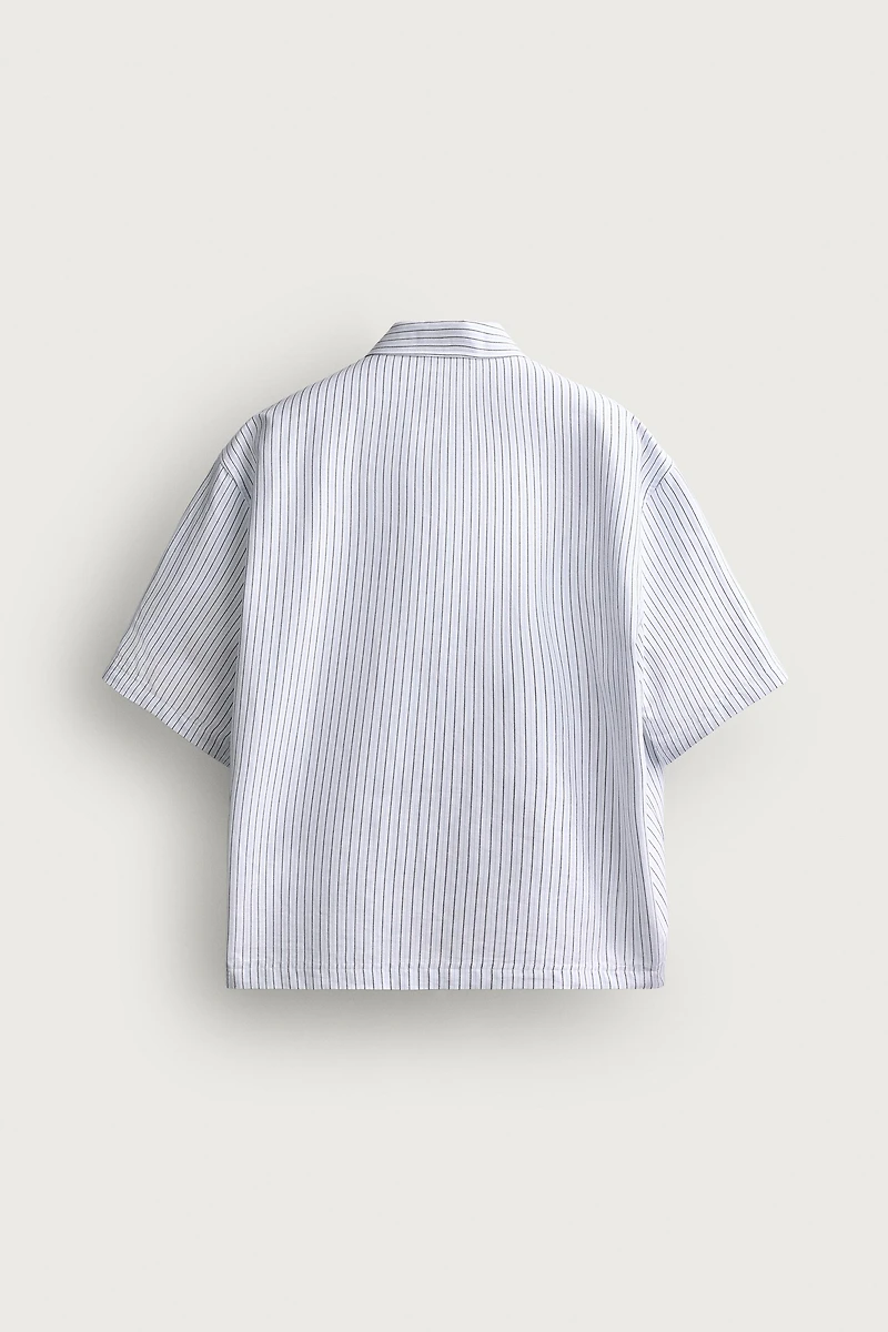 RELAXED FIT STRIPED EMBROIDERED POLO SHIRT