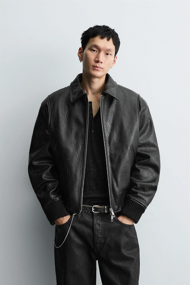 FAUX LEATHER PUFFER JACKET