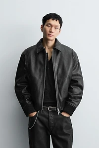 FAUX LEATHER PUFFER JACKET