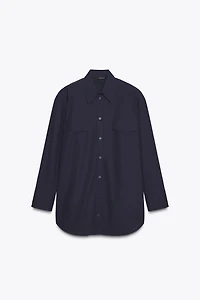 SHOULDER PAD POPLIN SHIRT