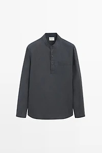 Linen button-up shirt with stand collar - LIMITED EDITION