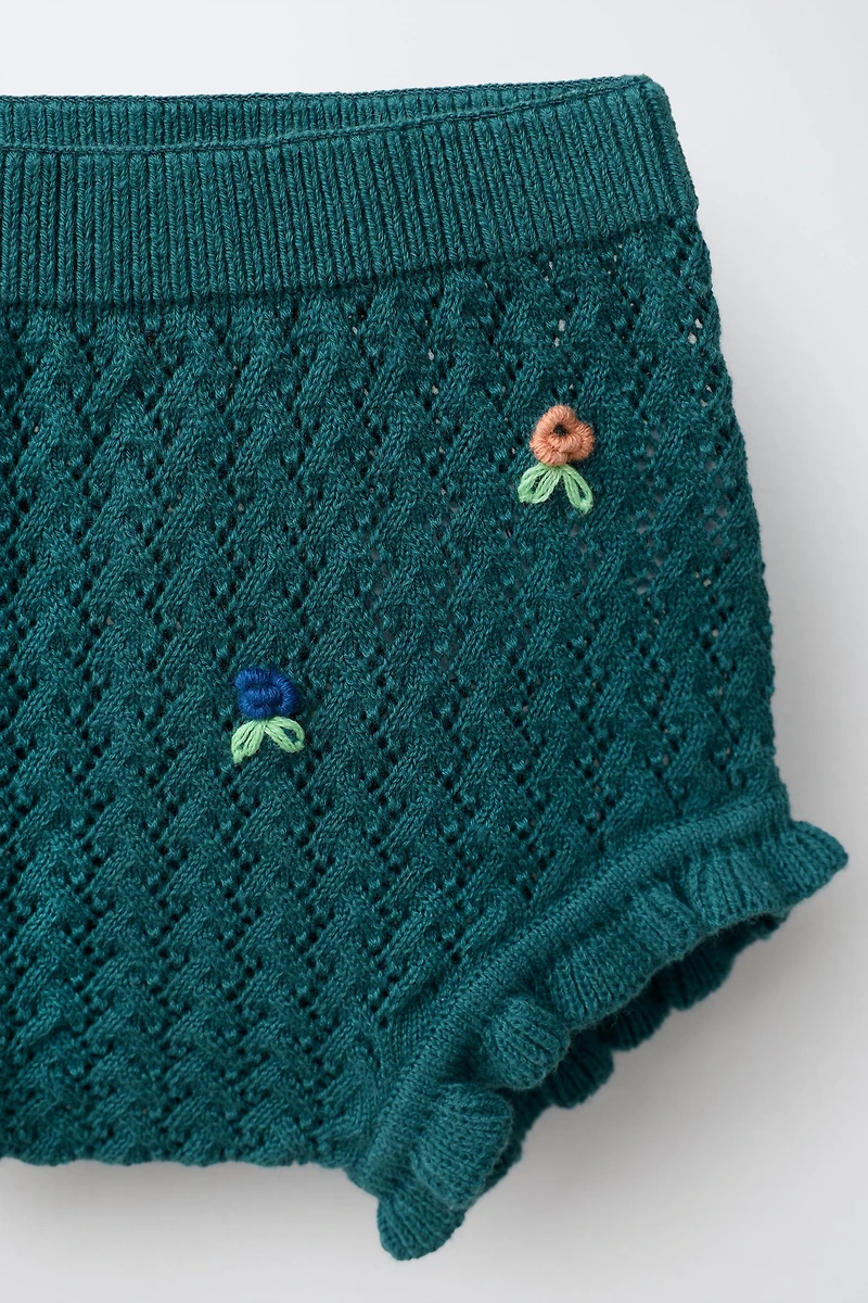 EMBROIDERED FLORAL KNIT PANTIES