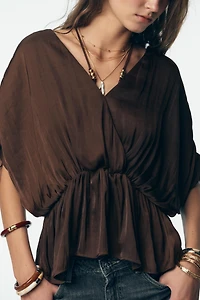 RUCHED SATIN EFFECT BLOUSE