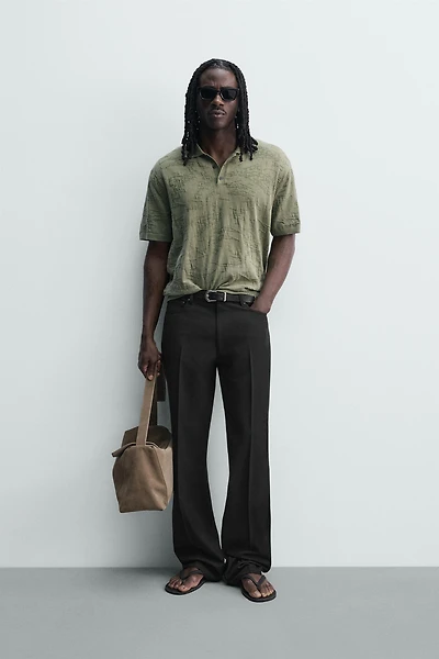 RELAXED FIT JACQUARD KNIT POLO SHIRT