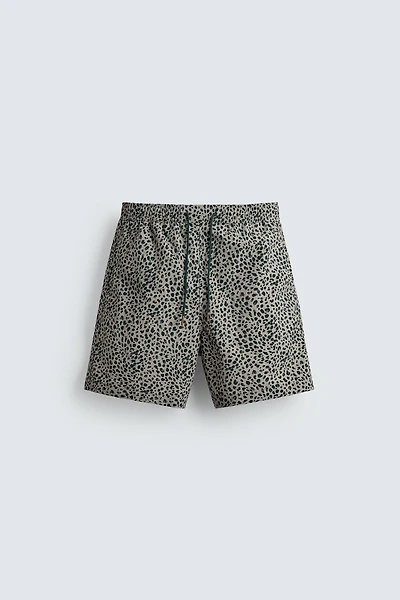 ANIMAL PRINT LONG SWIM TRUNKS