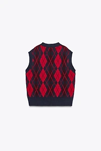 GILET OVERSIZE EN MAILLE LOSANGES