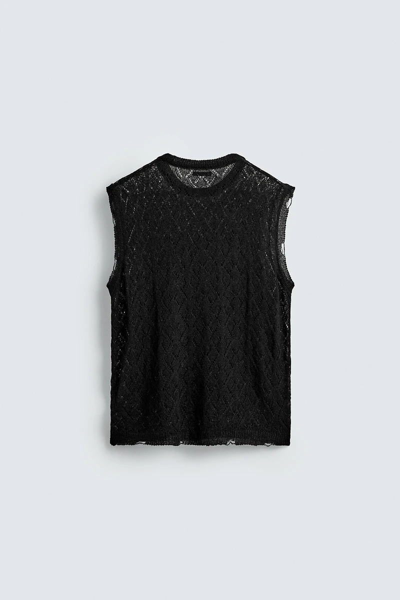 KNIT LACE VEST