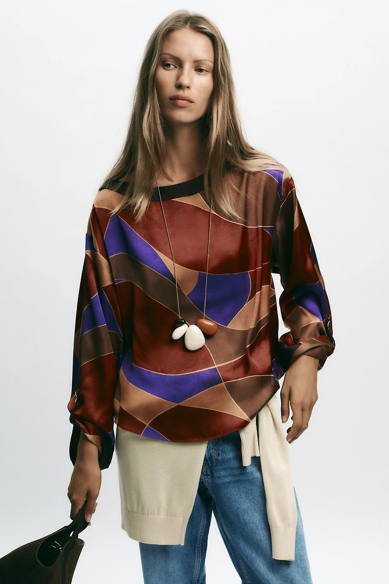 CHEMISE SATINÉE IMPRIMÉE