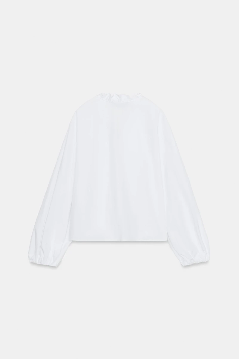 BLOUSE EN POPELINE À VOLANTS