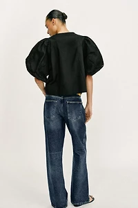 PUFF SLEEVE POPLIN TOP