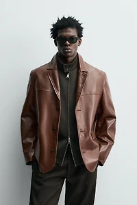 RELAXED FIT LEATHER BLAZER