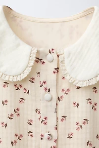 CONTRAST COLLAR FLORAL DRESS