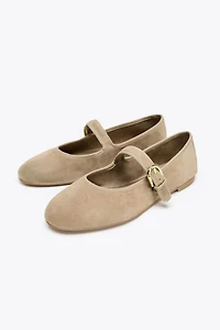 SUEDE STRAP BALLET FLATS