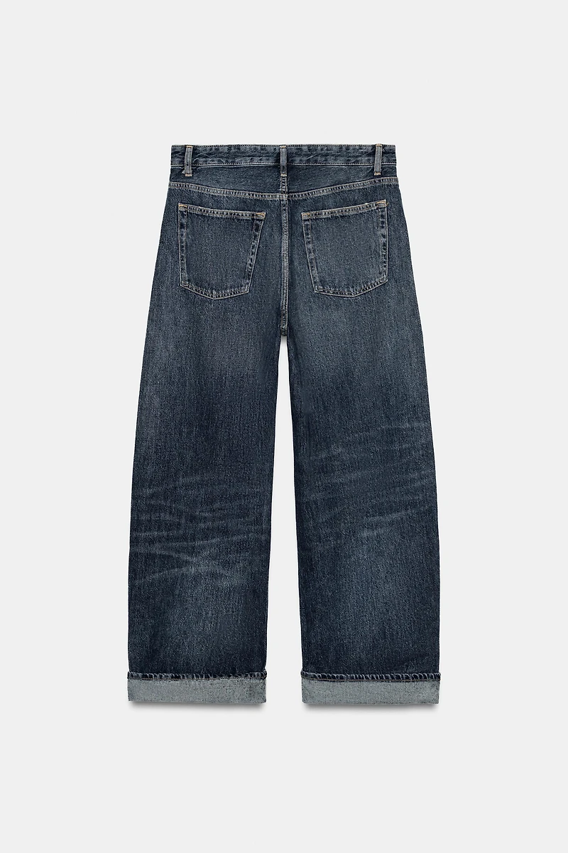 TRF BAGGY FOLDED MID-RISE JEANS