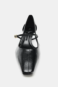 EMBOSSED MID-HEIGHT HEELS WITH SIDE CUTOUTS