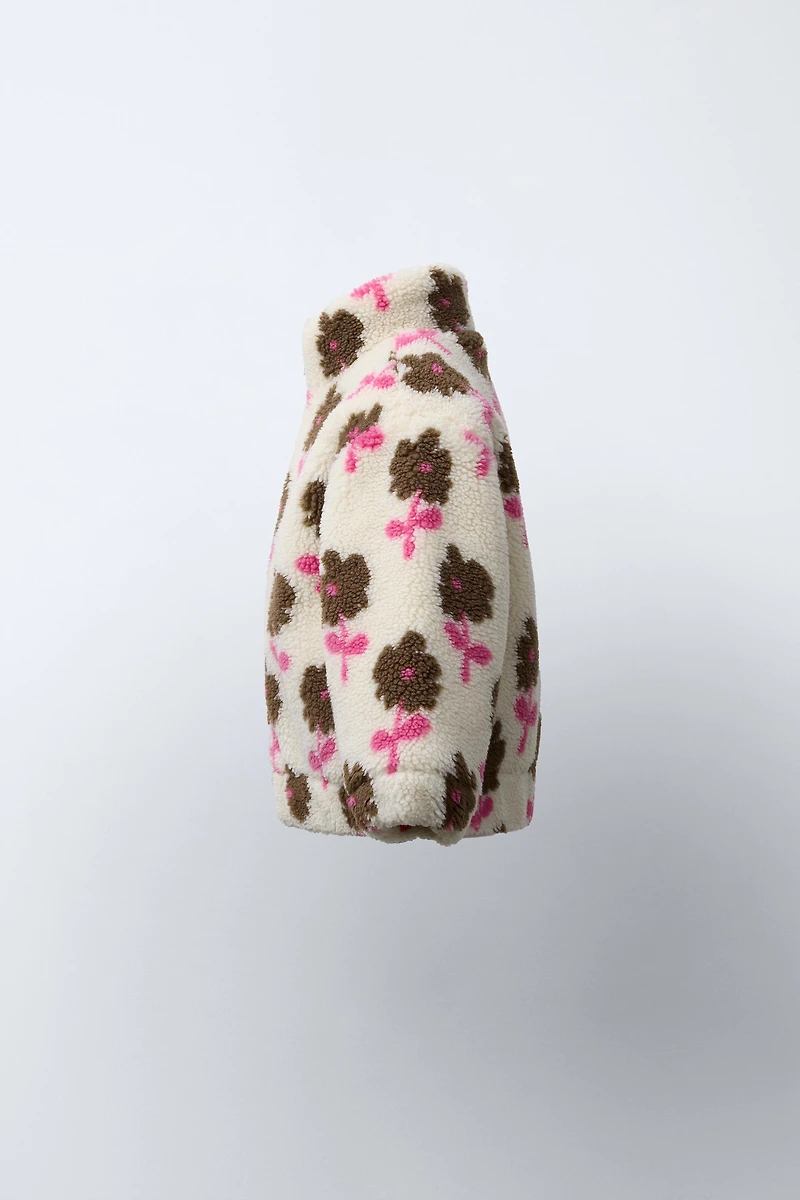 VESTE EFFET MOUTON À FLEURS
