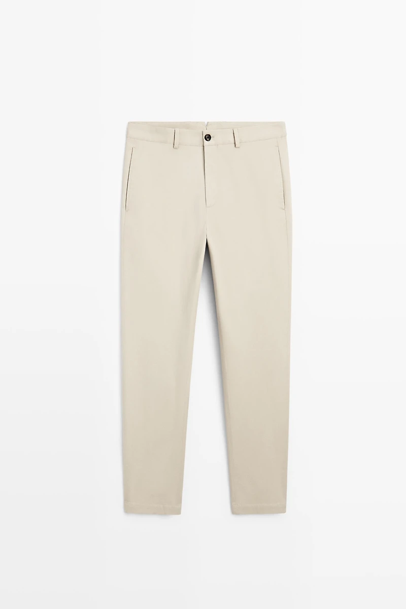 Cotton-blend slim fit pants