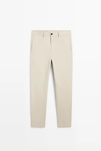 Cotton-blend slim fit pants