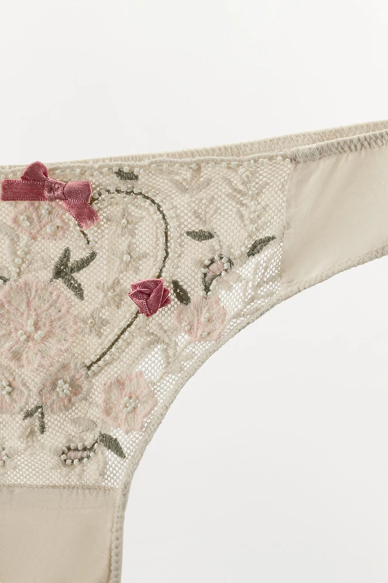COMBINATION EMBROIDERED TULLE BEADED PANTIES
