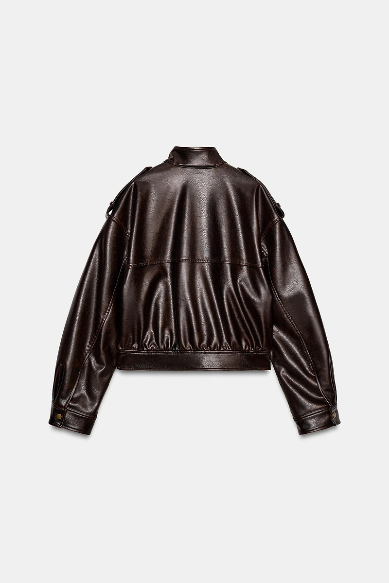 FAUX LEATHER JACKET WITH STRAPS