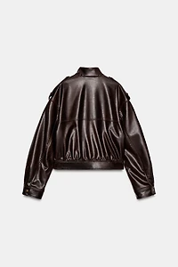 FAUX LEATHER JACKET WITH STRAPS