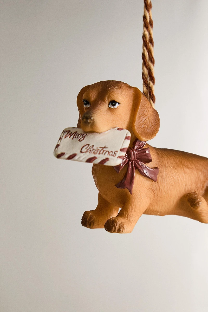 DOG WITH A LETTER CHRISTMAS TREE ORNAMENT
