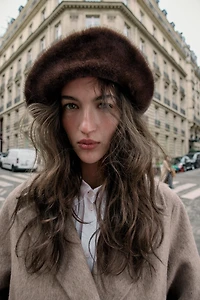 FAUX FUR NYLON HAT